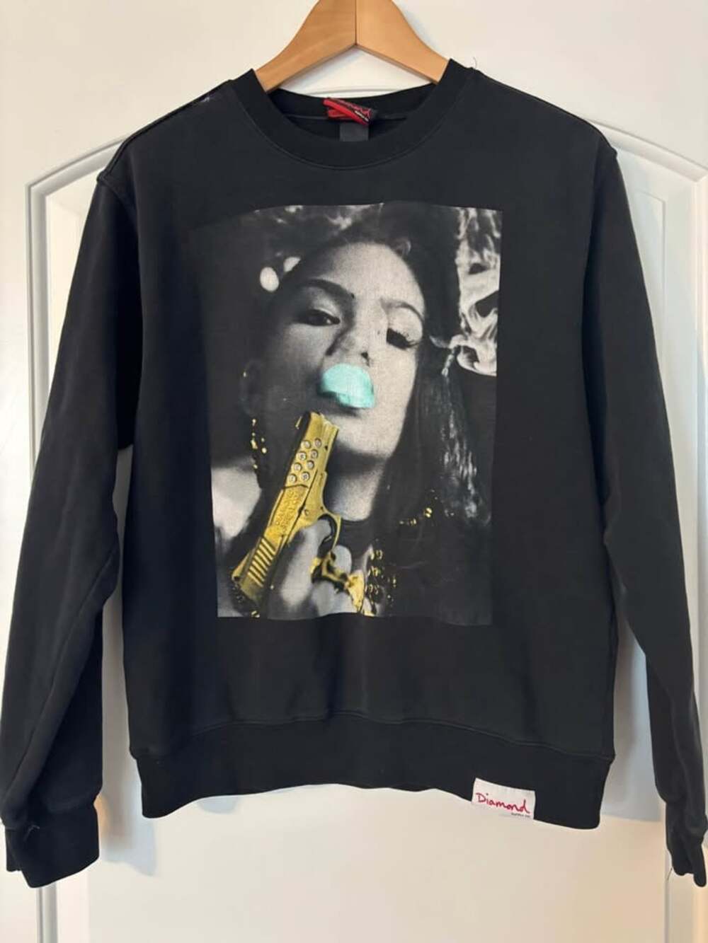 Diamond Supply Co x Cassie Ventura Bubblegum Gold Gun Crewneck Sweatshirt Size S